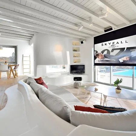Willa Outstanding Mykonos 6 Bedrooms Agamemnon Sauna Jacuzzi Panoramic Sea Views Elia (Mykonos)